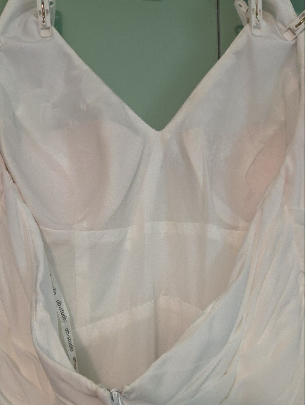 Db Studio White Sleeveless Halter Neck V-Neck Wedding Dress Maxi Size 14 - Picture 7 of 12